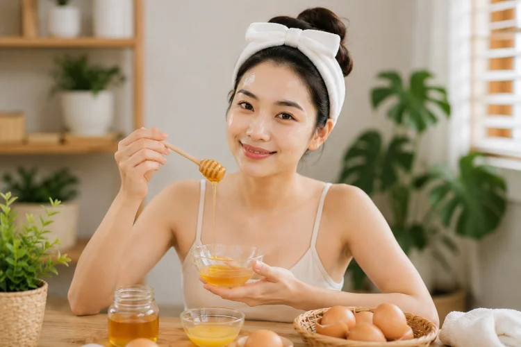 Madu dan Telur untuk Kulit Lembap dan Kenyal
